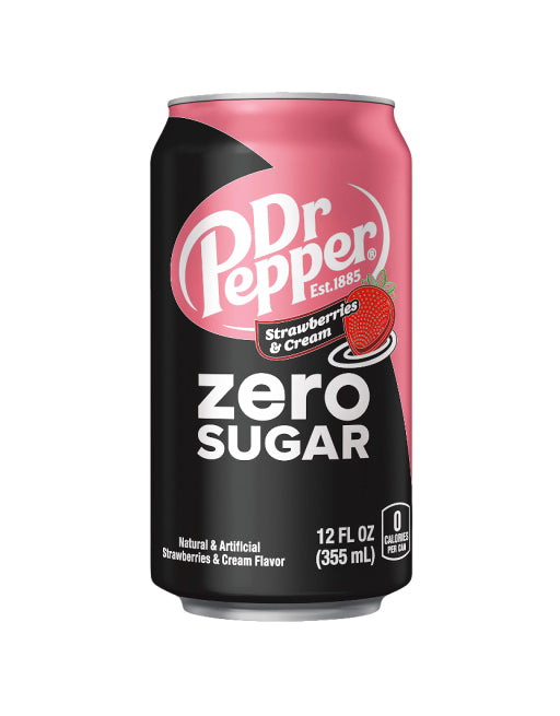 Dr Pepper Zero Sugar Strawberries & Cream Flavor