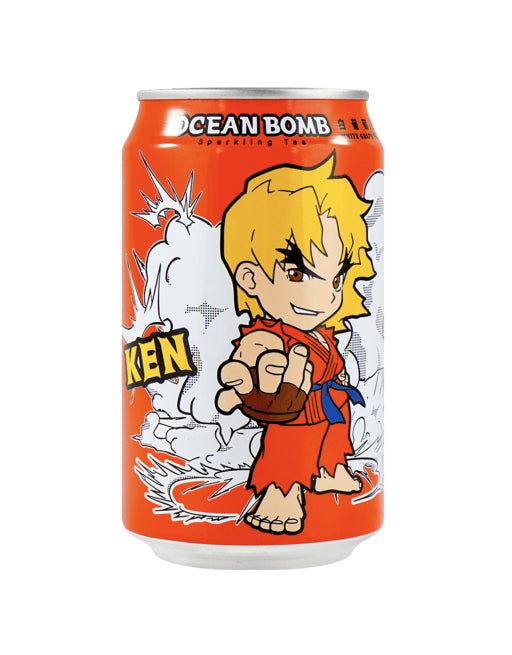 Ocean Bomb Street Fighter Ken Sparkling Tea White Grape Flavor